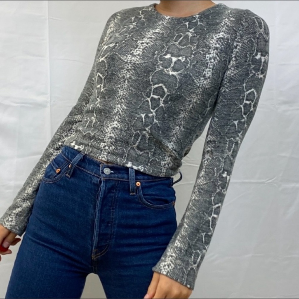 Zara Brushed Knit Snakeskin Sweater